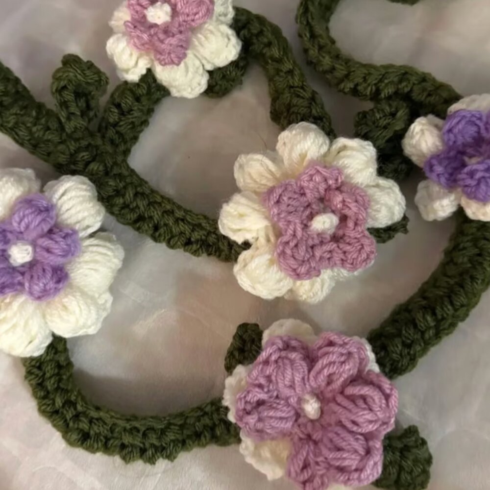 Deluxe handmade Crochet Flower Garland | Floral Yarn Decor | Multi-color